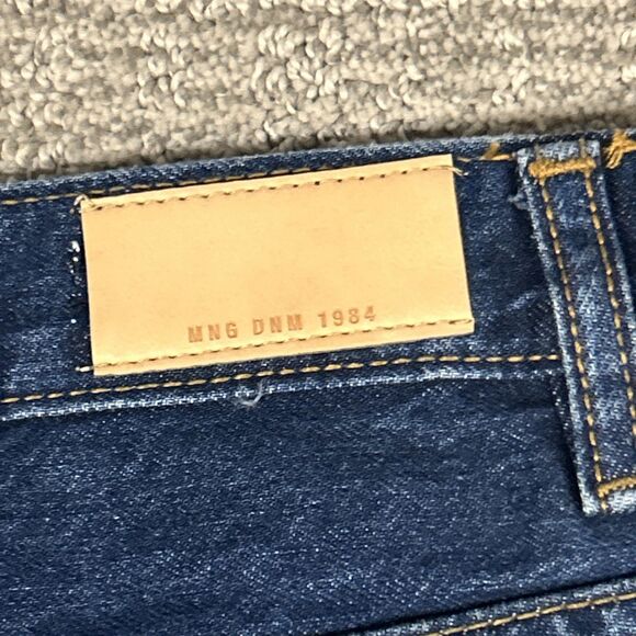 Mango MNG Nora Wide Leg Jeans Womens 8 Raw Hem Button Fly Blue Denim - Picture 9 of 9